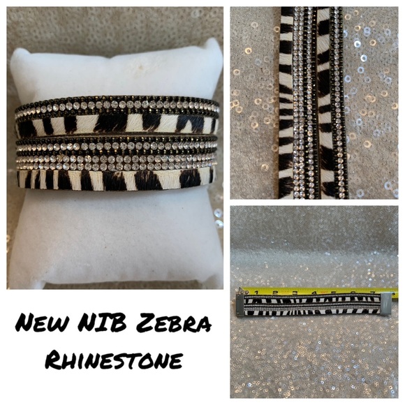New NIB zebra rhinestone wrap bracelet - Picture 1 of 6